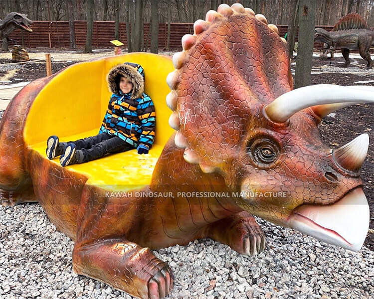 1 Outdoor Fiberglass Dinosaur Bench ຜະລິດຕະພັນ Dinosaur Park ແຂ່ງຂັນ