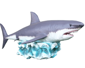 Animali marini animatronici tra cui squali, pesci, polpi per parchi oceanici e parchi acquatici.