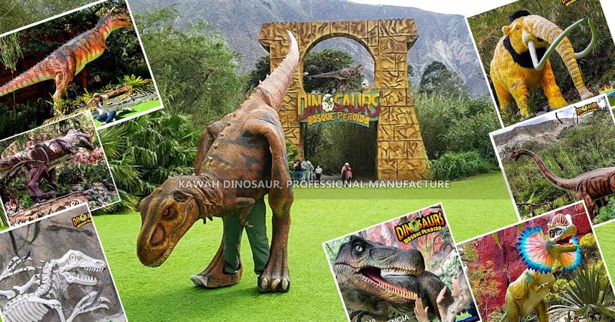 Disfraz de dinosauro animatronic Kawah Benvido aos convidados Aqua River Park (1)