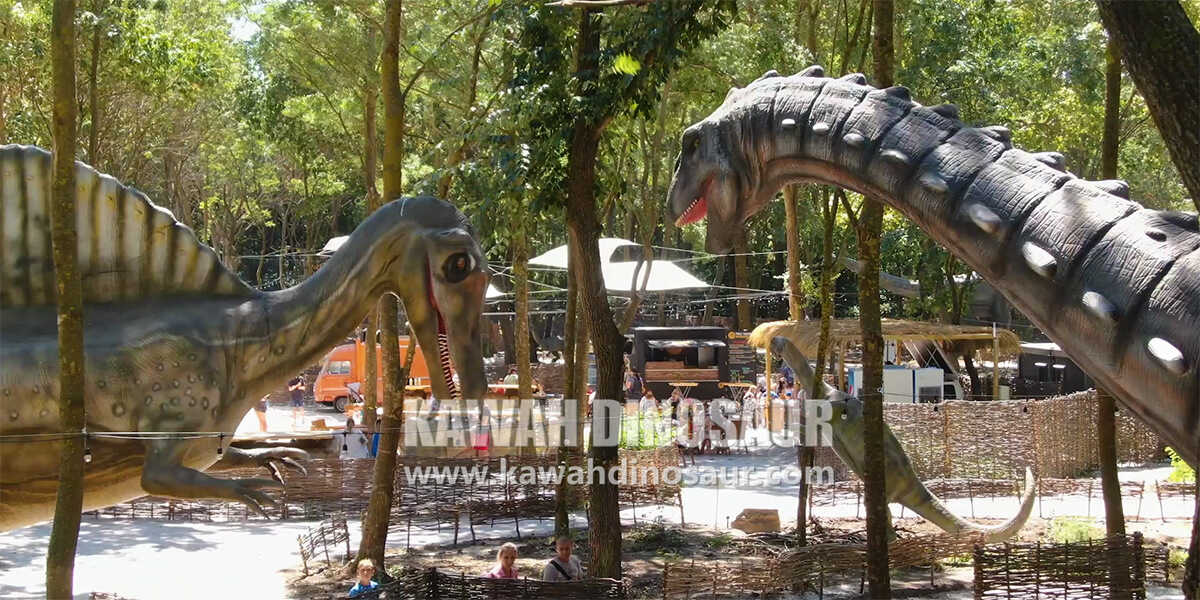 Jurassic Adventure Theme Park Lifelike tall Diamantinasaurus Spinosaurus (11)
