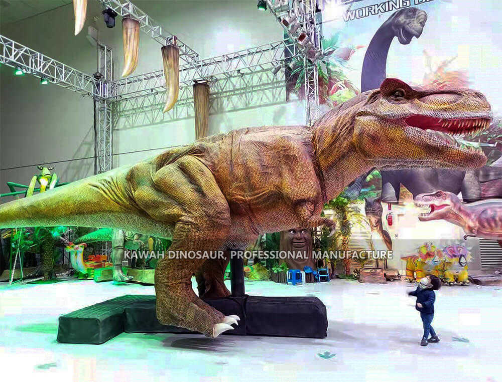 Ko Tyrannosaurus rex kei runga i te whakaaturanga, e tama ma, kia mataara mo Stage Walking Dinosaur (3)