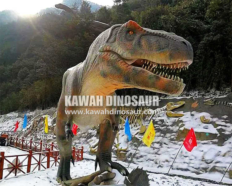 1 Kawah Dinosaur teaches you how to use animatronic dinosaur models correctly in winter.