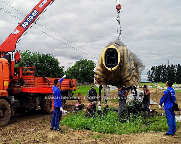 20 Meters Diplodocus installation in Russia (1)