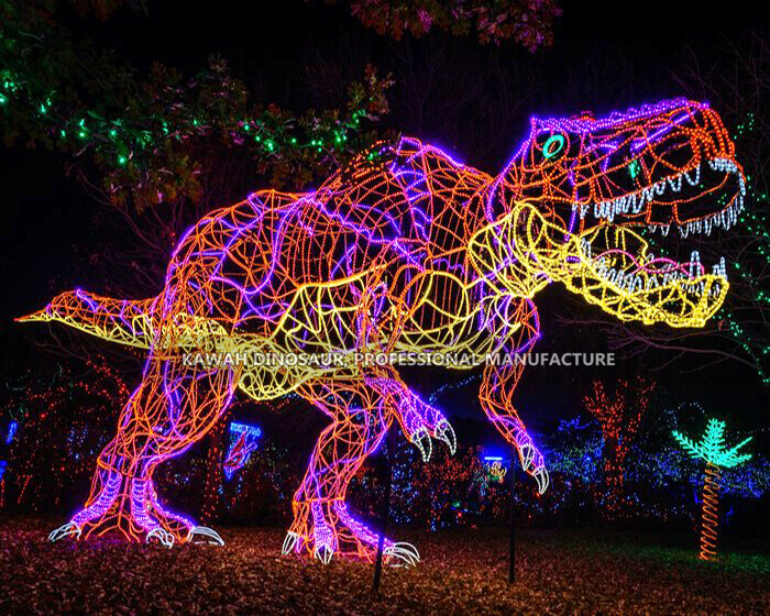 Colorful Outdoor T-Rex Dinosaur Lighting Lanterns Festival