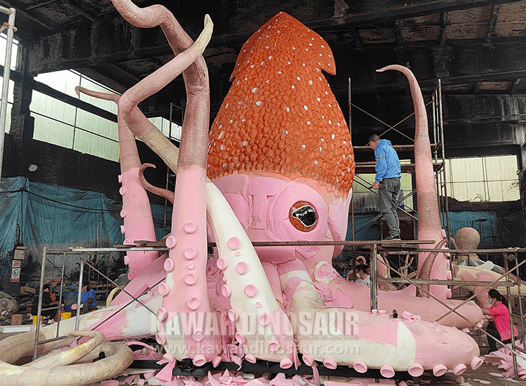 Customized 6 meters tall giant octopus model skin processing for Vietnamese customers