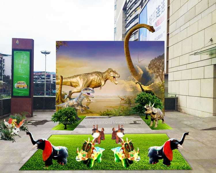 Dinosourus klein landskapontwerp vir winkelsentrum
