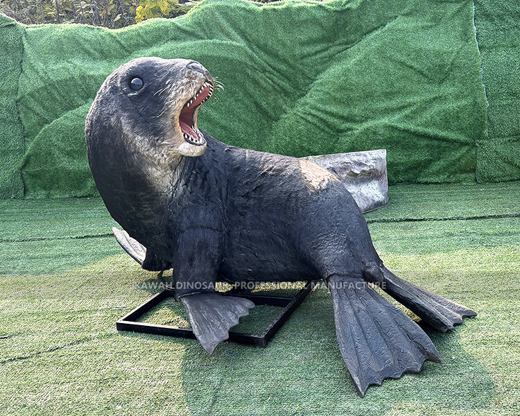 Professional Animal Model Rock Base Animatronic Seal for Display