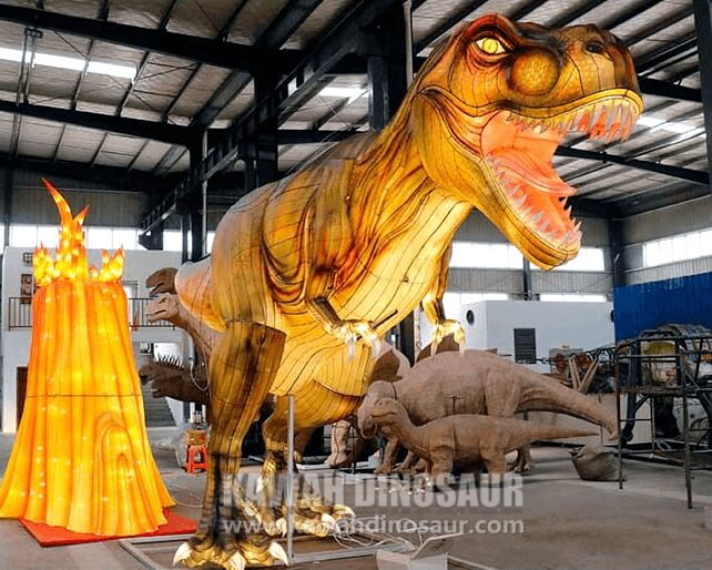 Lanternes de dinosaures réalistes personnalisées pour les parcs à thème, les festivals et les attractions de plein air.