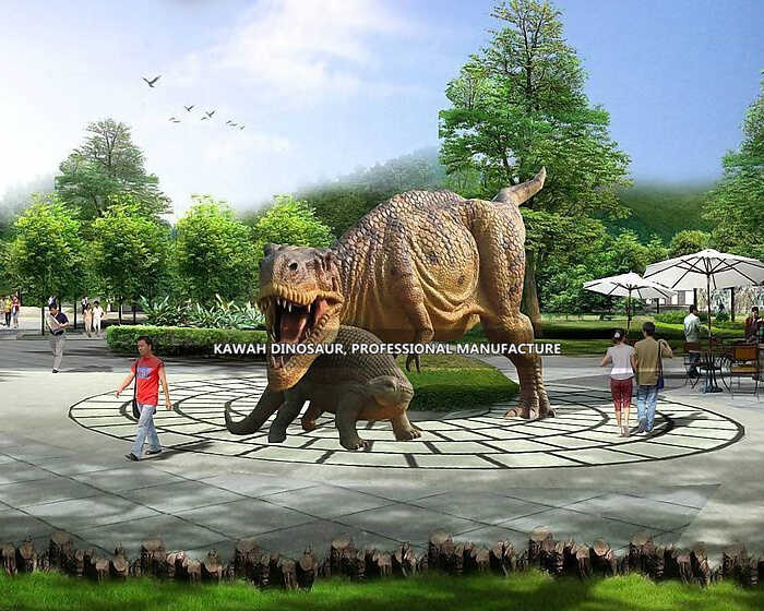 Čtvercový design krajiny dinosaura