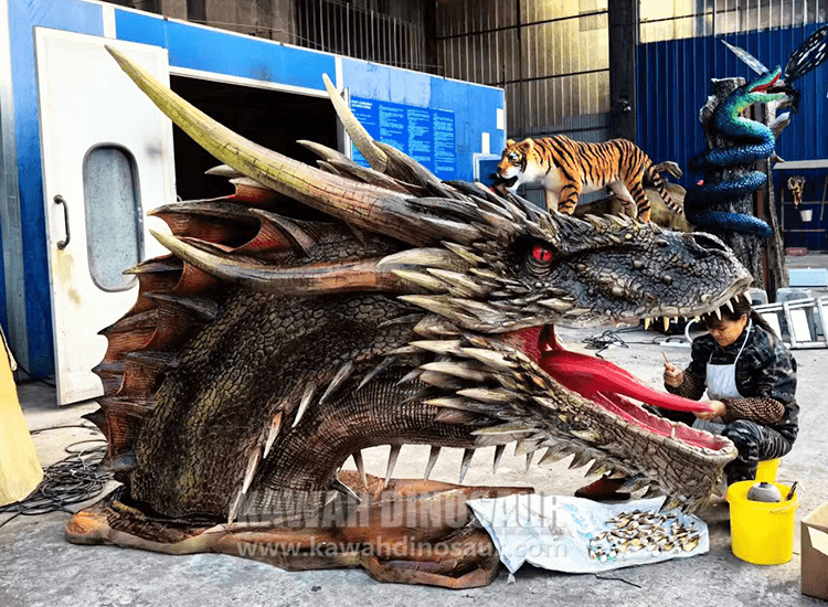 Western dragon head statue coloring