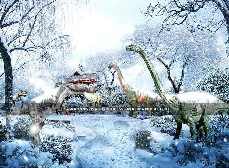 Conception de parc de dinosaures d'hiver